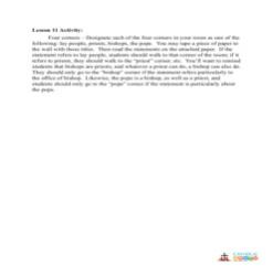 The Catholic Church -  Activity - Grade 3-5